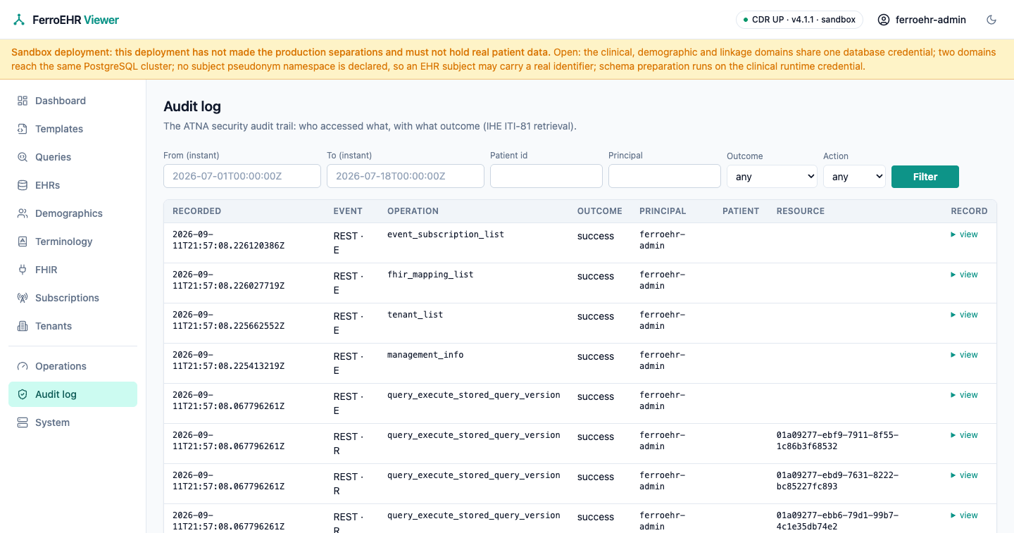 Audit log