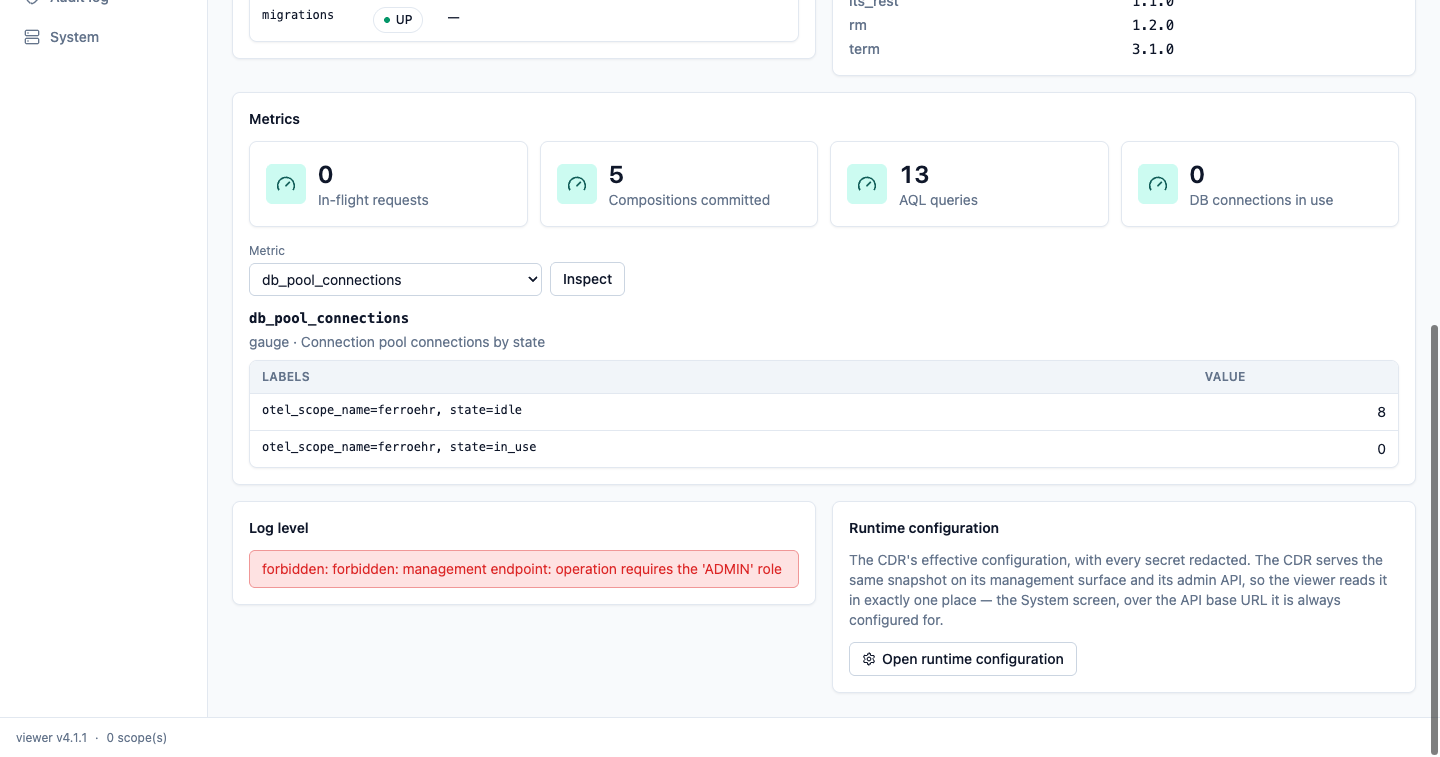 Operations panel — metric browser
